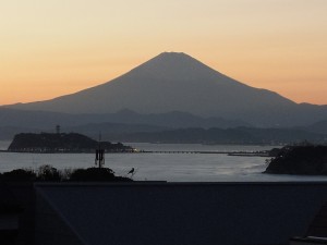 披露山からの富士山夕景。